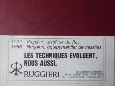 3/1986 PUB RUGGIERI BEWAFFNUNG PYROTECHNIK KÜNSTLICH DES KÖNIGLICHEN RAKETE ORIGINAL AD