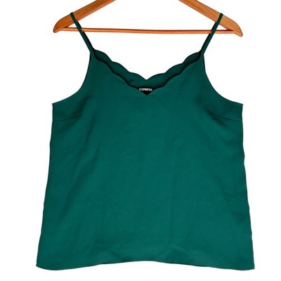 Express Green Spaghetti Strap Blouse Scalloped Neckline Women's Size Small