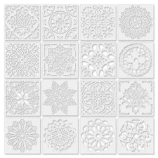 Mandala Stencils 16 Pcs 6 x 6 inch Reusable Dot Painting Templates for DIY