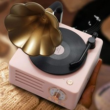 Bunblic Turntable Record Player Bluetooth 5.0 Record Player Stereo s for, Pink