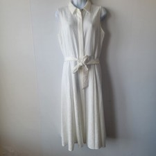 calvin Klein Women's white floral Midi Shirtdress size 8 sleeveless tie waist