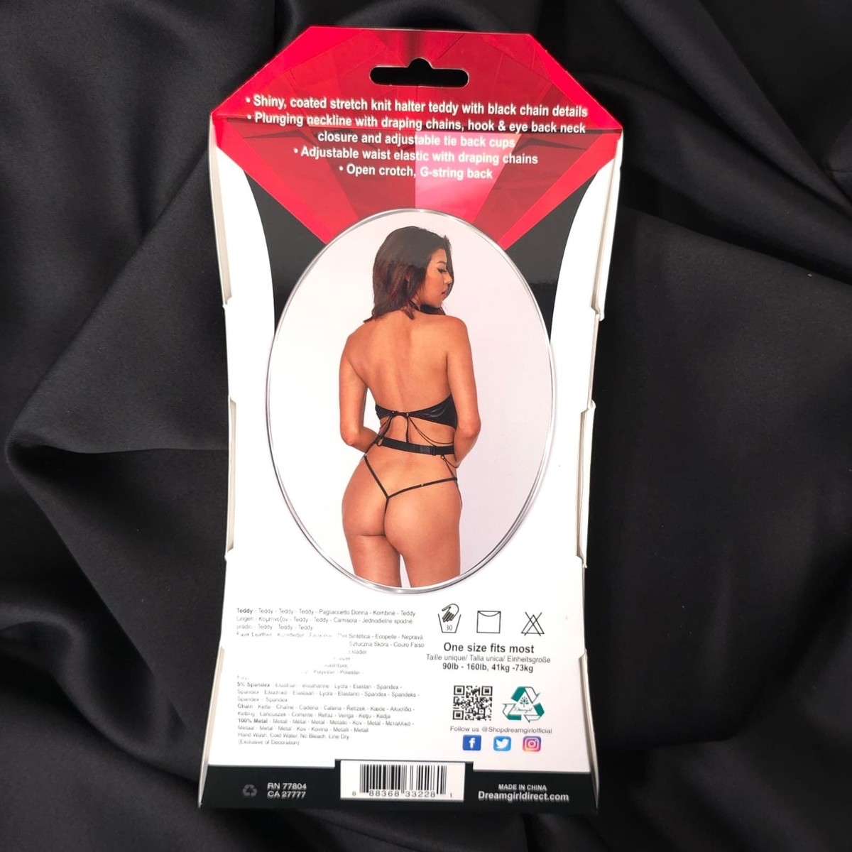 Dreamgirl Lingerie Shiny Coated Stretch Knit Halter Teddy O/S