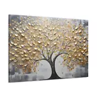 Gold Tree Canvas Golden Black White Oil Painting Print Nature Wall Art Decor