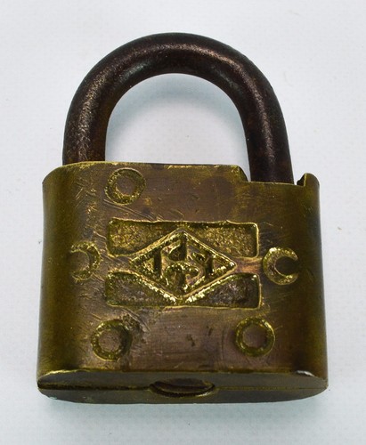 F.S Fraim Slaym Padlock Brass Vintage Antique Old Square Lock Embossed (no key) - Picture 4 of 12