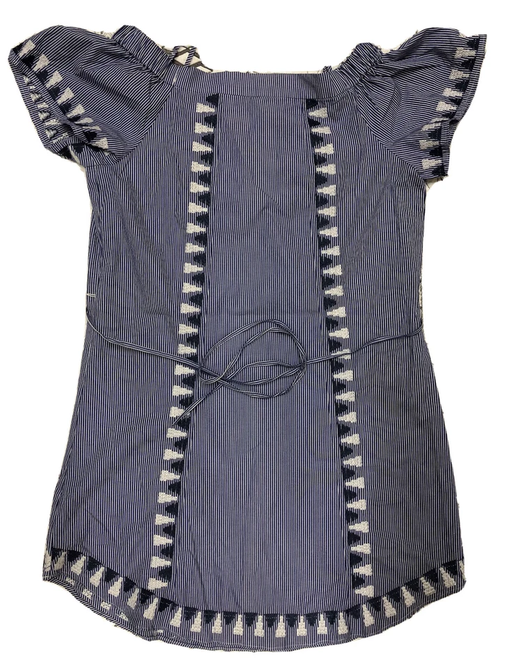 Vestido túnica Stella & Dot Kali bordado azul/blanco a rayas S/XS excelente estado! Foto 4 de 4