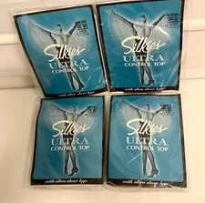 Silkies Ultra Control Top Honey Ultrasheer Leg Pantyhose Large 4PR NIP!