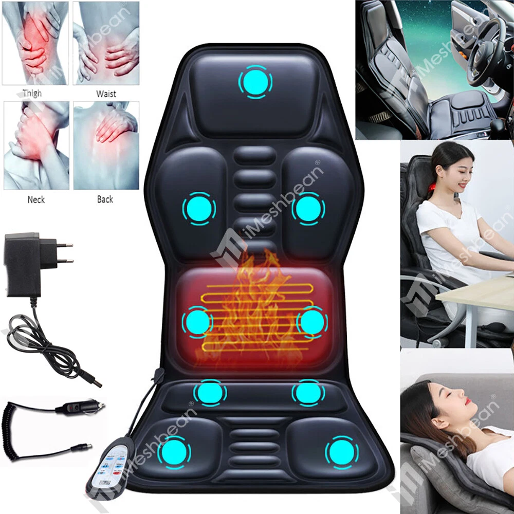 Massage Seat Cushion Back Massager W/ Heat & 6 Vibration Motors