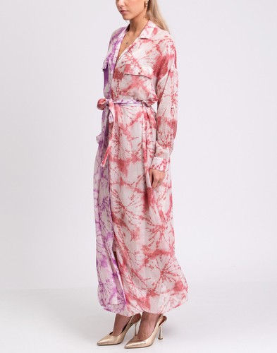 RRP €371 ROCOCO SAND Maxi Shirt Dress Size S Collared Belted Colour Block - Picture 6 of 10