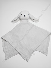 Doudou Plat/Mouchoir Carré Lange Lapin Gris Yeux Nez Noir  -  Monoprix Bout'chou
