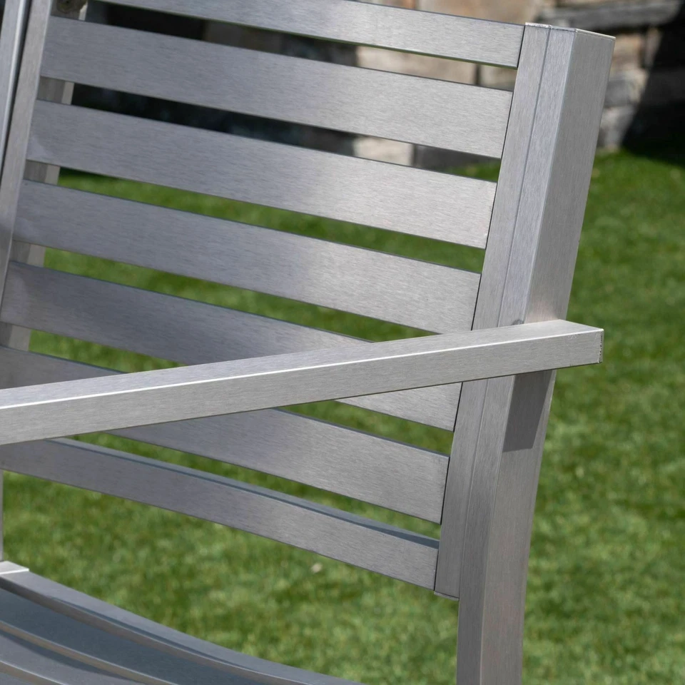 Juego de barras de aluminio Tracy Outdoor de 5 piezas plateadas a prueba de óxido con tapa de mimbre gris Ba Foto 4 de 4