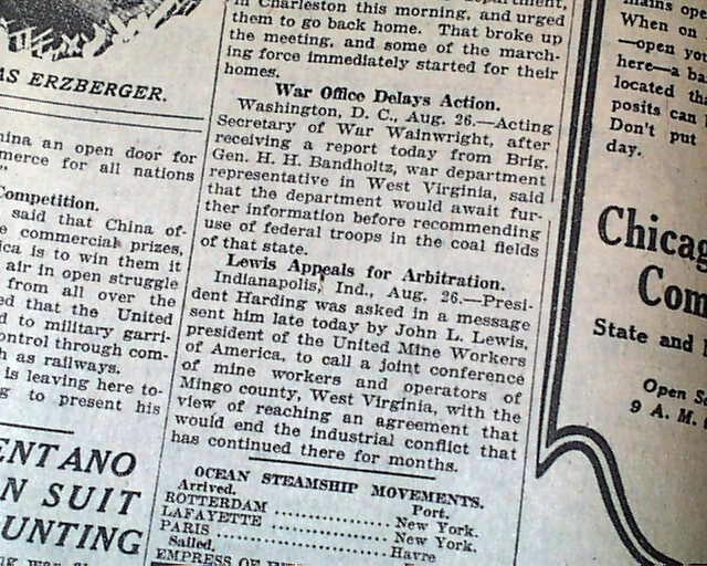 Battle of Blair Mountain Mingo Co. West Virginia Civil Uprising 1921