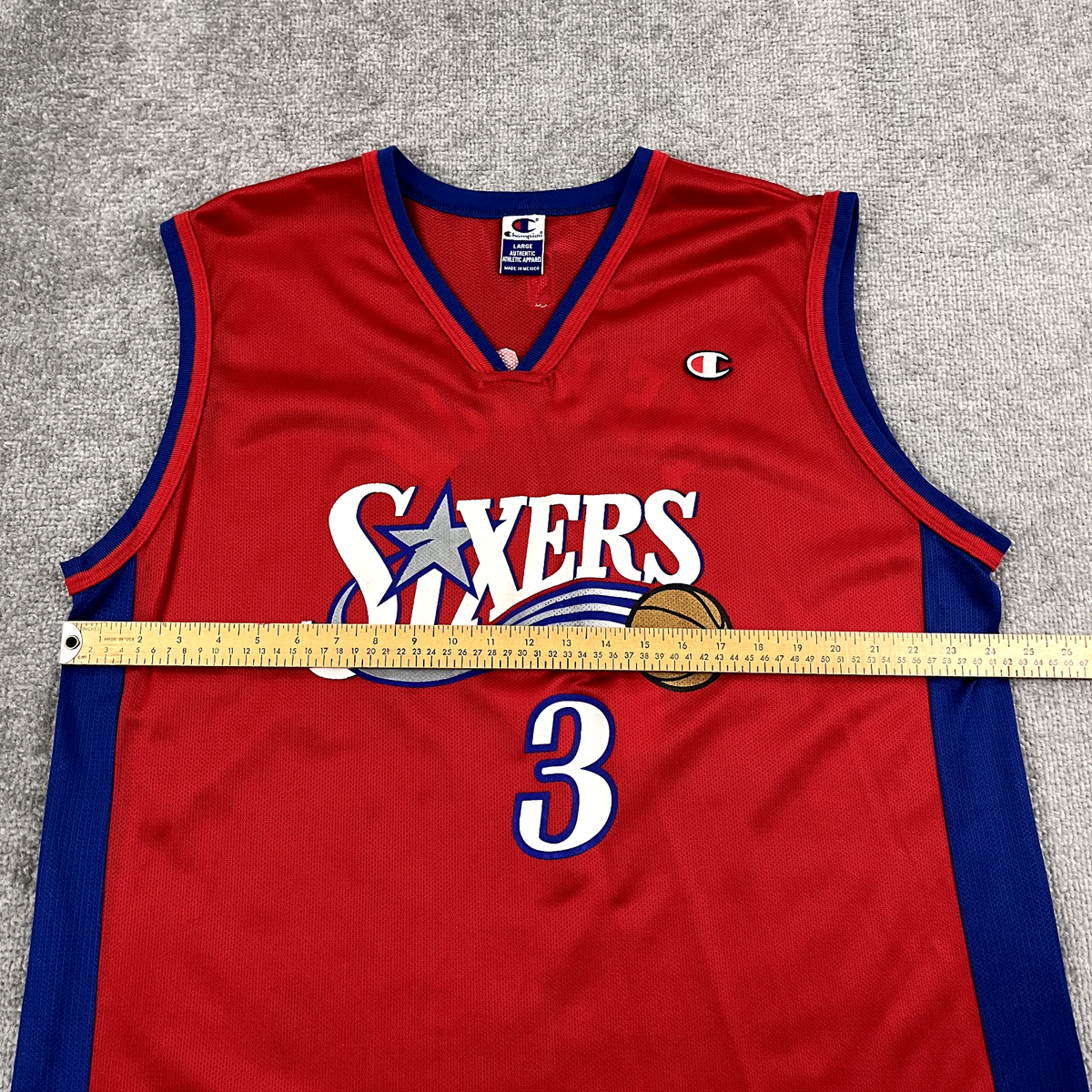 Vintage ALLEN IVERSON 76ers Jersey Mens Size 44 Large Red Champion