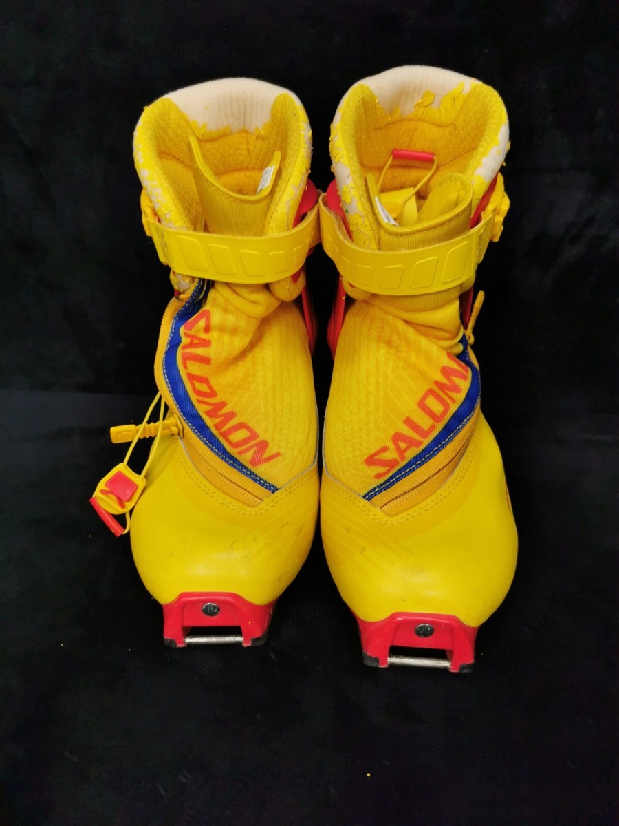 Salomon Cross Country Ski Boots SNS Profile Size 6.5 Used Yellow