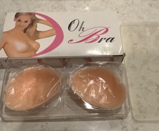 BRAND NEW, OHBRA OH BRA SILICONE BRA CUPS FRONT CLOSURE SEEMLESS - NUDE SIZE D