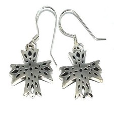 Sterling Silver Cross Windows Dangle Earrings