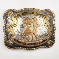 Western Engraved Blue Norther Dancers Canada Ornamental Cowboy Belt Buckle