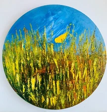 Ukrainian wheat field oil painting Ukrainian landscape impasto artwork