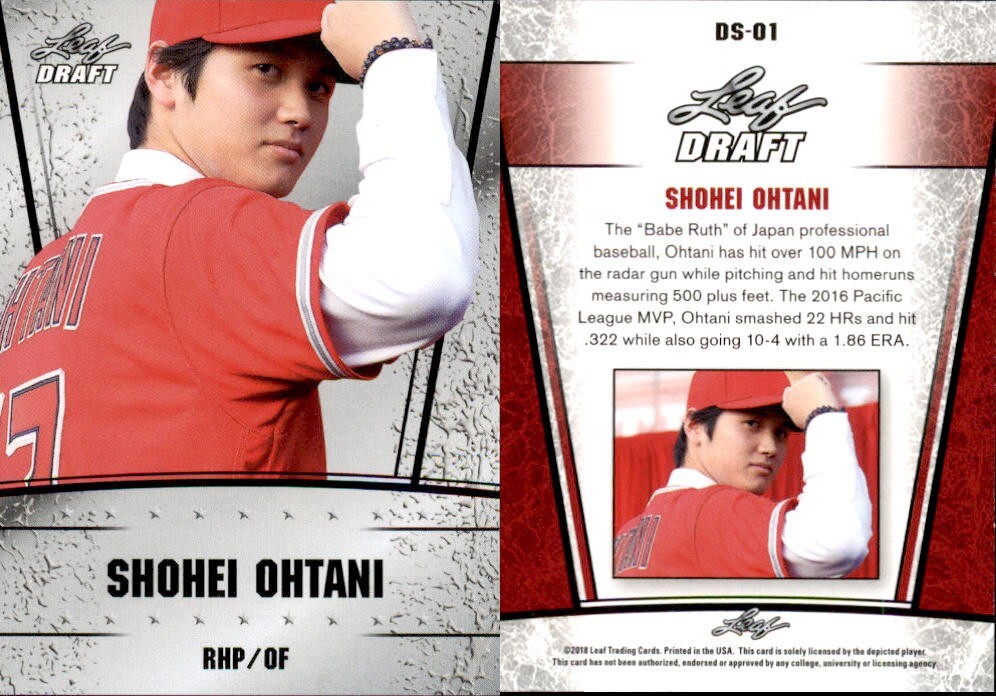 2018 SHOHEI OHTANI LEAF DRAFT SILVER EDITION ROOKIE CARD #DS-01! MINT!