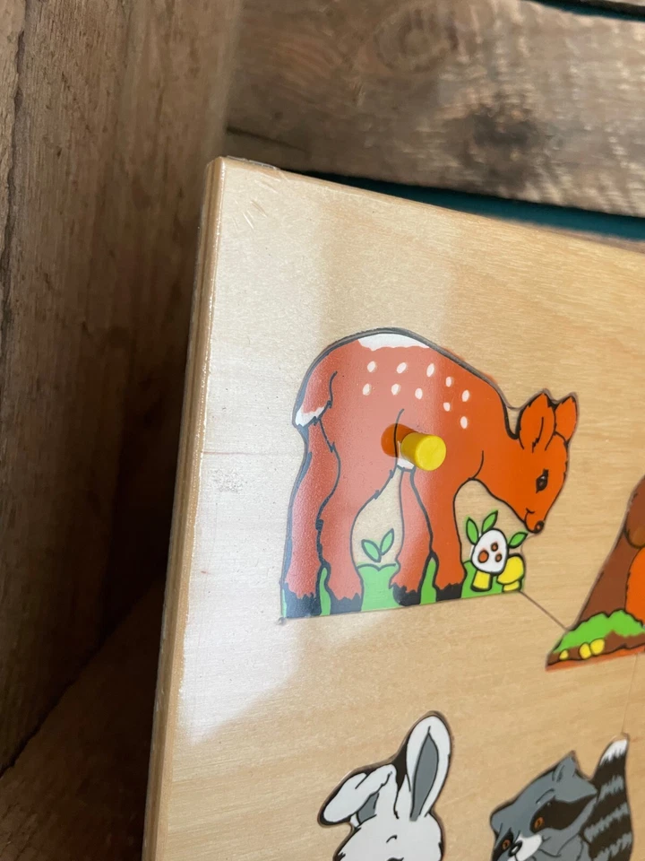 Puzzle en bois, animaux, Fisher Price jouet vintage années 70, neuf - Photo 4/4