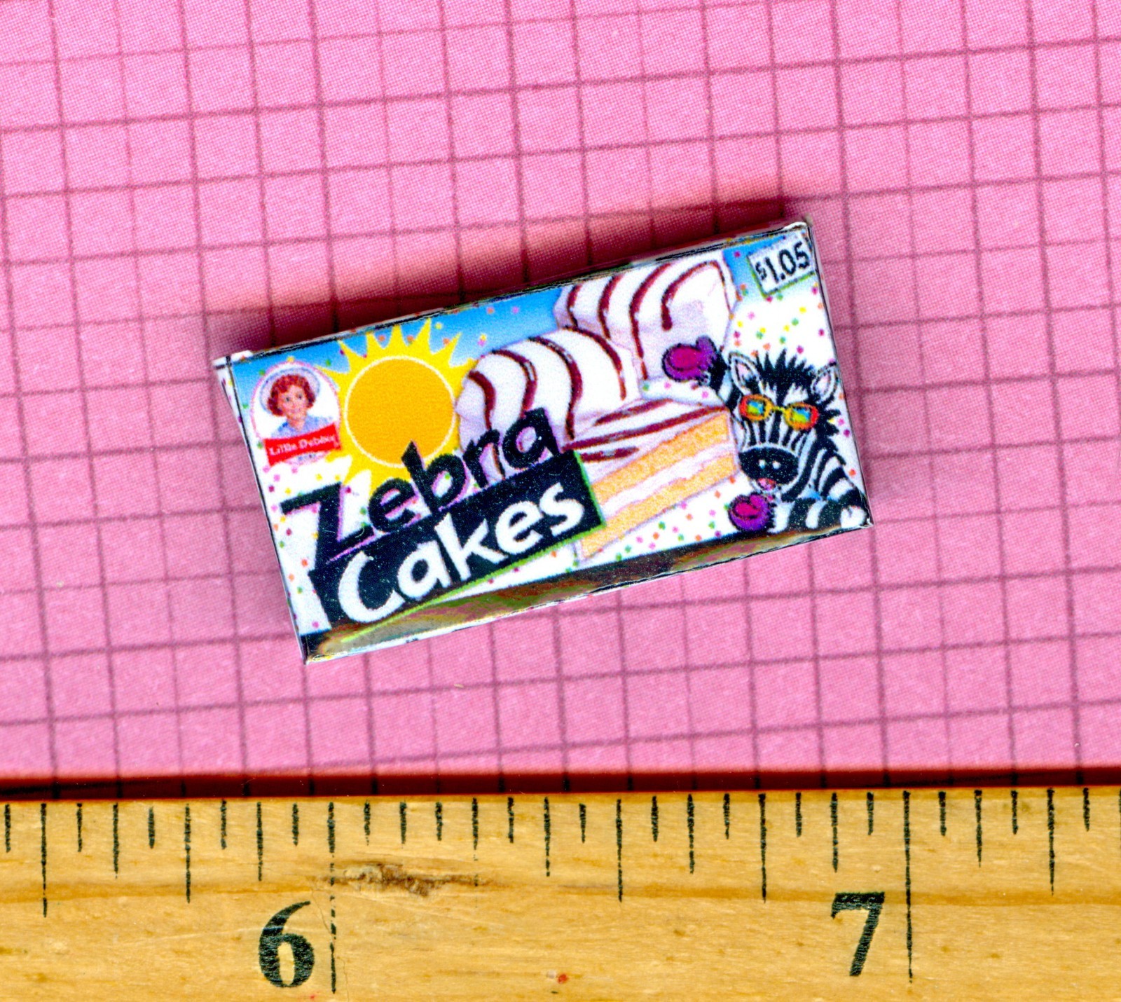 Dollhouse Miniature size L D  Zebra Stripe Snack Cakes Box