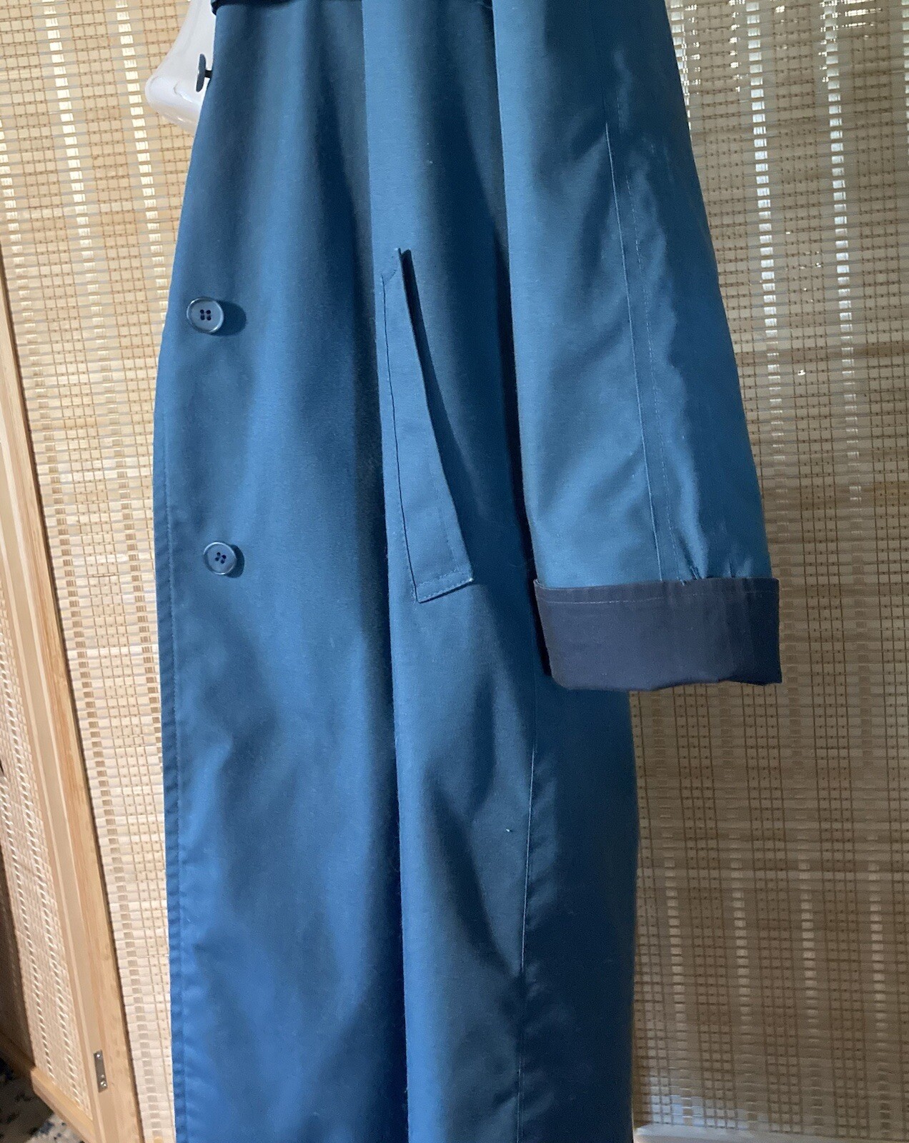 Woman Hooded LONDON FOG Blue Raincoat w/Thinsulate Sz 10 Trench Coat VINTAGE