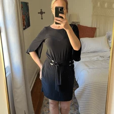 MSK Dress Womens Petite Large Black Belted