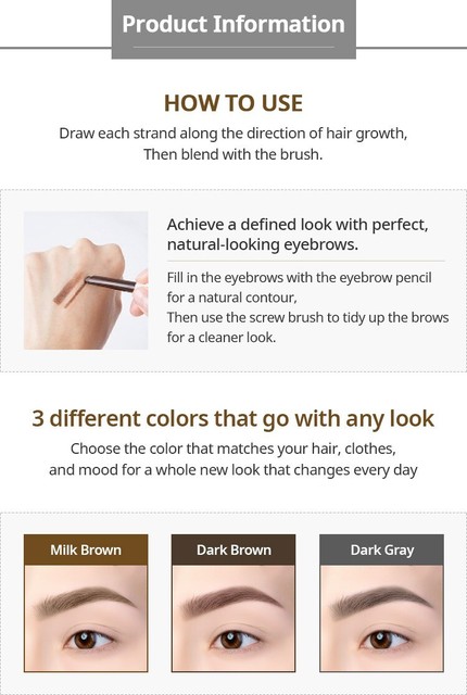 3 x Atomy Eyebrow Pencil 01 Milk Brown Natural & Easy ...