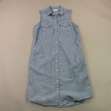 Levis Dress Womens XS Casual Lightweight Sleeveless Blue Snap Front