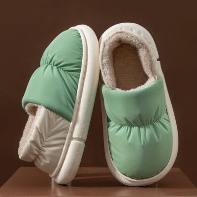 Damen Herren Hausschuhe Winter Warm Weich Wasserfest Flauschig Fleece Gefüttert - Bild 1 von 4