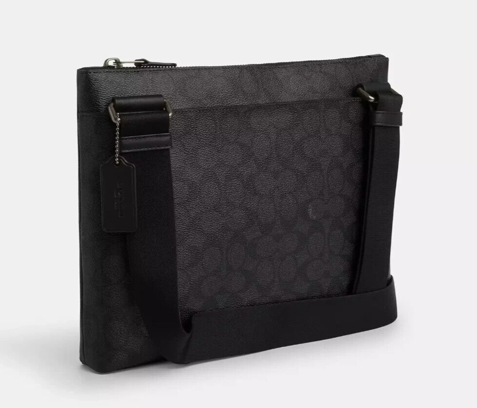 【国内発】コーチ CW204 ショルダーバッグ Coach Charcoal/Black Carrier Zip Signature Canvas & Leather