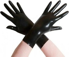 Black Latex Shorts Gloves for Women Men,Latex Rubber Glove Party Clubwear-B