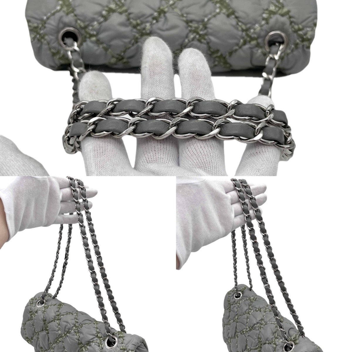 Auth 2010 CHANEL Wild Stitch Matelassé Coco Mark W Chain