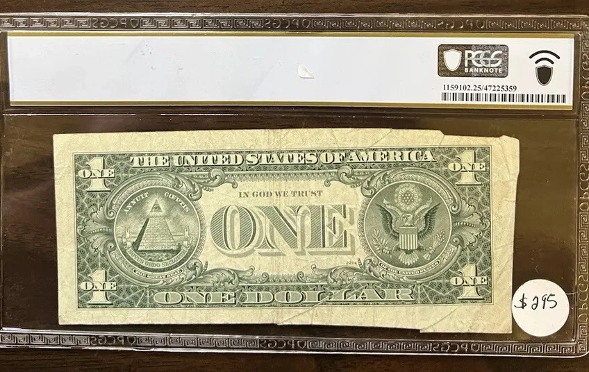 1977 $1 Gutter Fold Error Note PCGS VF25 FR 1909-F Morton-Blumenthal - Image 2 of 4