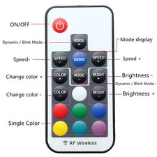 NEW RGB Led Strip Controller 17 Key RF Wireless Remote DC 5V-24V USB Connector