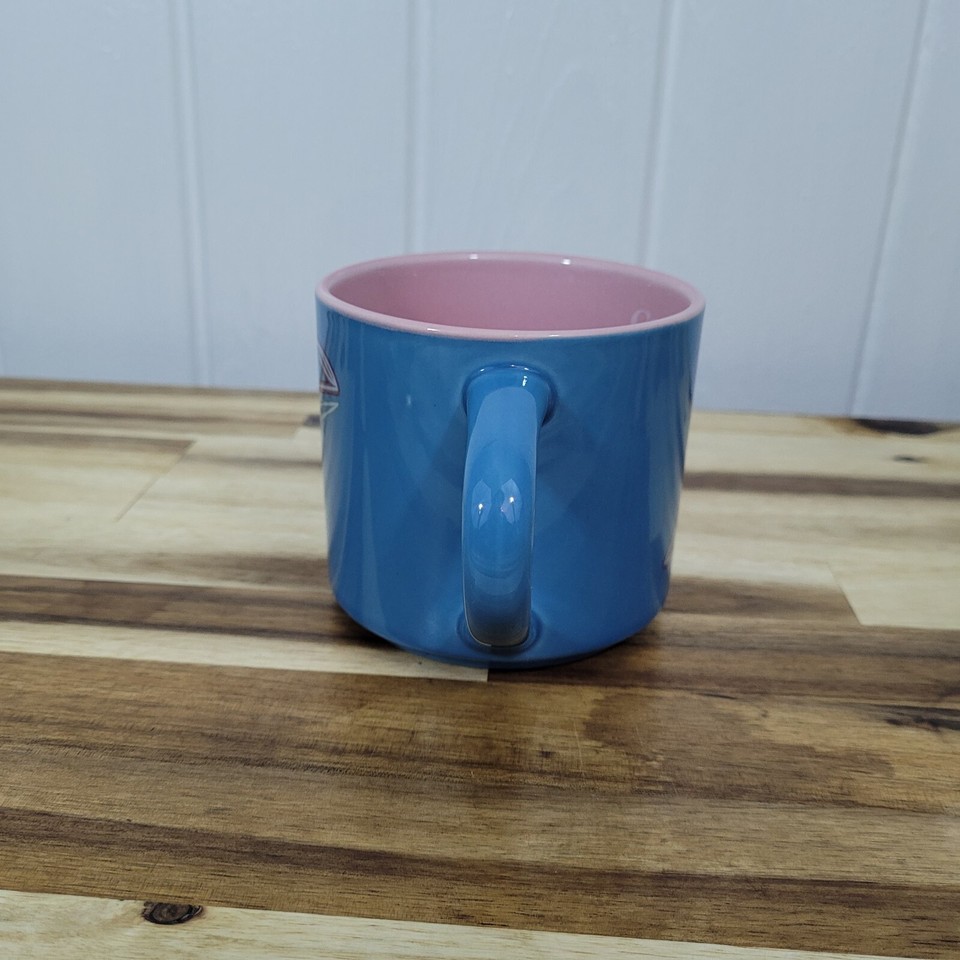 Vintage Carnival Cruise Line 14oz Coffee Mug Dusty Pink & Blue 90s Logo