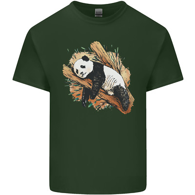 Ein schlafender Panda Bär Ökologie Tiere Herren Baumwolle T-Shirt Tee Oberteil