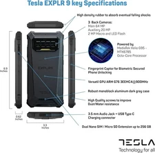 TESLA EXPLR 9 256GB Smartphone | Rugged Phone | Android Cell Phone |DualSIM