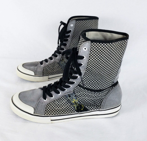 Vans High Tops Wellesley Hi Checkerboard Gray Womens 9 Suede Skate Sneakers - Picture 1 of 12