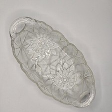 Indiana Glass 30's Lily Pons Clear 9 in  Oval Celery Dish with Handles USA-Made