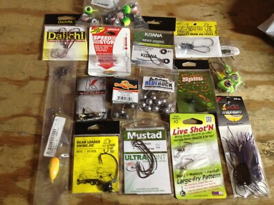 Lot of 15 Packs Assorted Fishing Hooks Sinkers Mustad Daiichi BlueRock