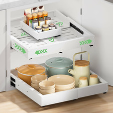 Expandable Pull Out Cabinet Organizer - 2 Pack, No Drill Adhesive Drawers