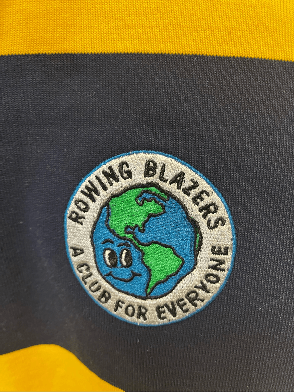 FILA Blazer da canottaggio X Target maglia rugby a righe blu navy e gialle taglia 3X nuova senza etichette