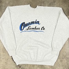 VTG Crewneck Sweatshirt Onamia Lumber Co Sz XL Made In USA Heather Gray