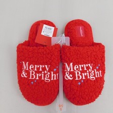 Wondershop Merry  Bright Women's Sherpa Christmas Slippers Red, 5-6 Small 3278