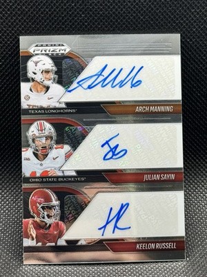 Arch Manning / Julian Sayin / Keelon Russell Triple Auto 2025 Panini Prizm Black