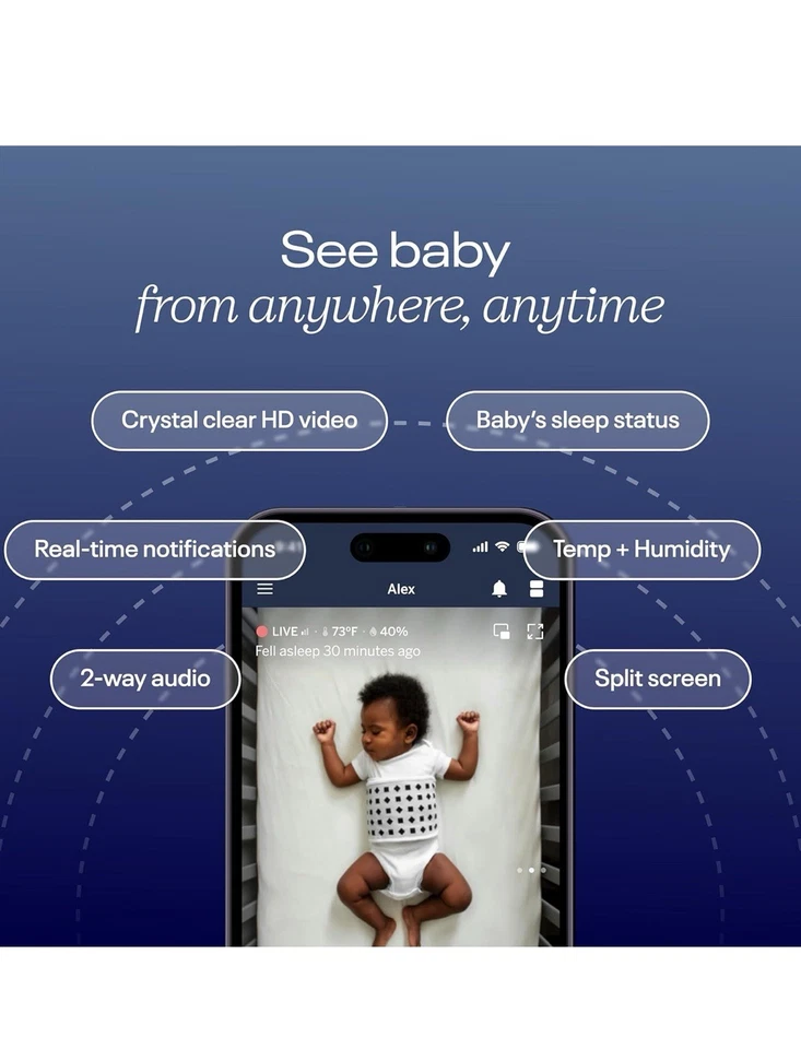 Nanit Pro Smart Baby Monitor & Wall Mount – 1080p Secure Wi-Fi Video Camera,