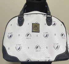Vtg Classy 90's Gitano Purse Monogram Black White Hand Bag Double Handles