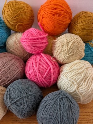 Lot of 18 Yarn Rolls Misc. Colors Types and Sizes Unused and Some Used No Labels