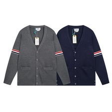 Thom Classic Browne Color Bar Sweaters Unisex Casual Street Button Cardigan Coat