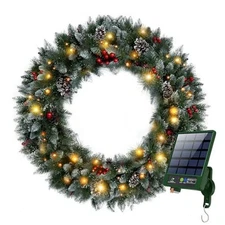 Solar Wreath 48 inch, Outdoor Christmas Wreaths Large with 250 LEDs & 8 48in